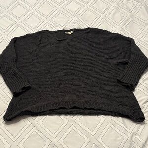 Eileen Fisher Black Textured Crewneck Sweater
